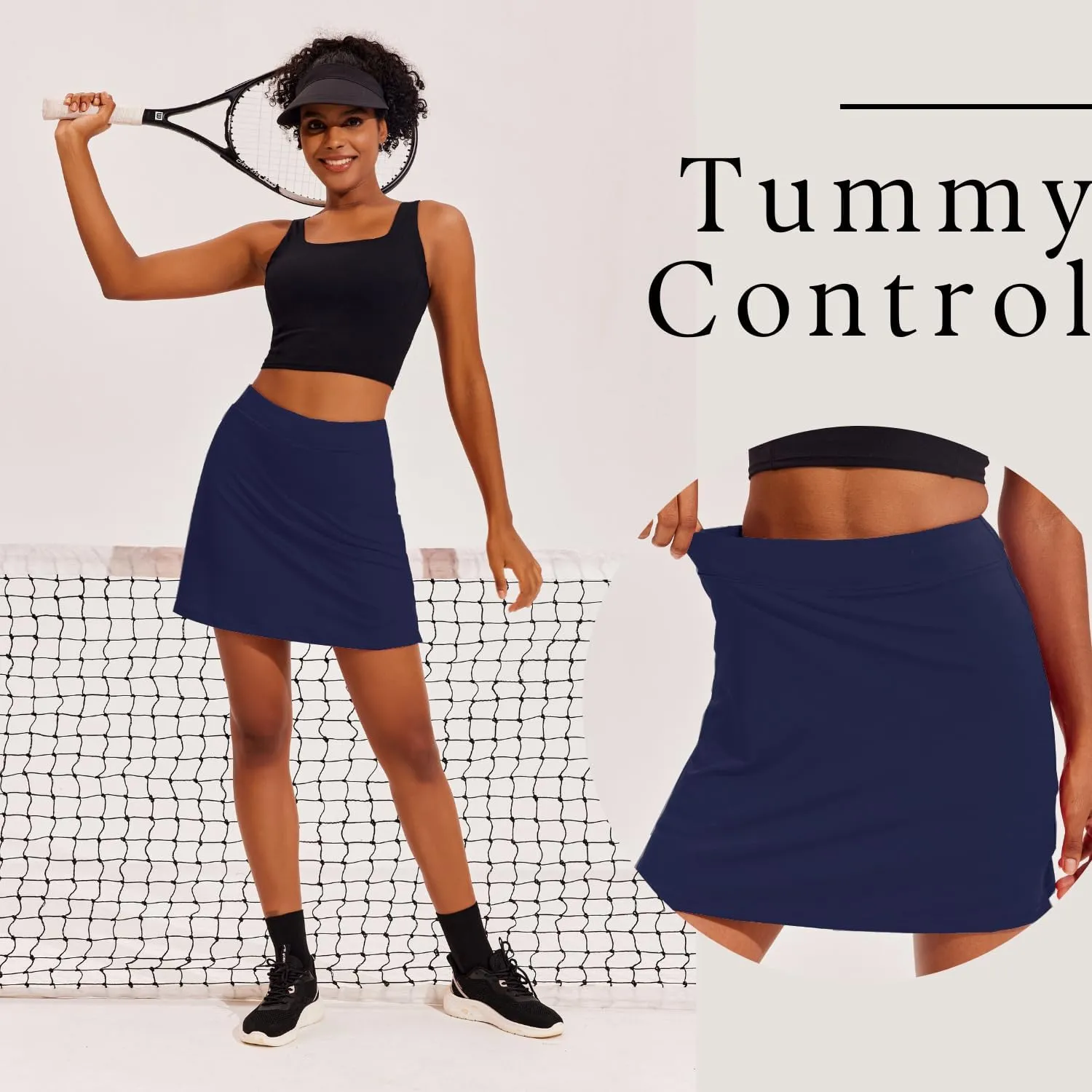 Ekouaer Golf Skorts for Woman Active Performance Skort Lightweight Tennis Skirt with Shorts Pockets Running Workout Sports