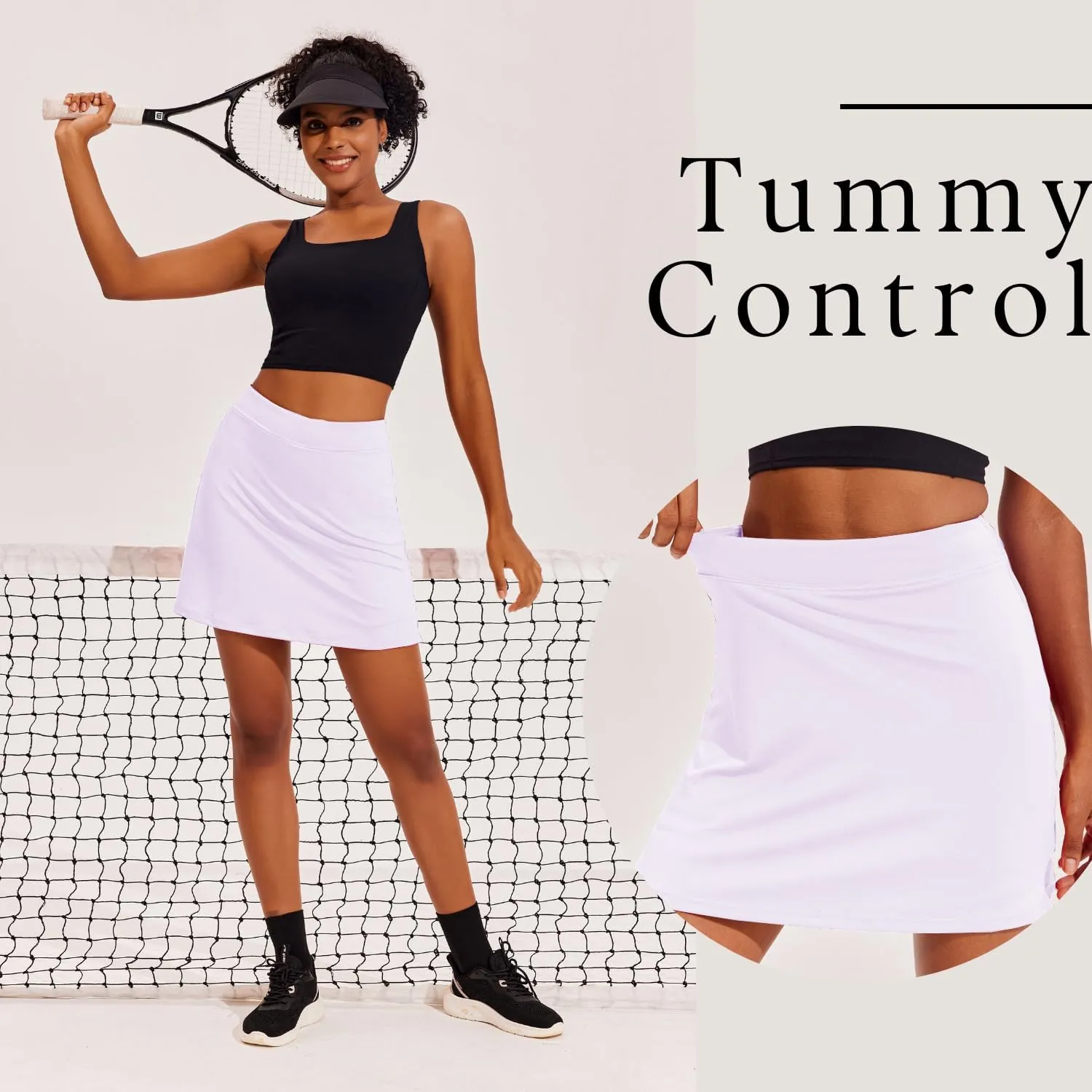 Ekouaer Golf Skorts for Woman Active Performance Skort Lightweight Tennis Skirt with Shorts Pockets Running Workout Sports