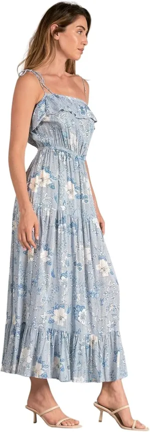ELAN Women's Tie Strap Ruffled Maxi Dress