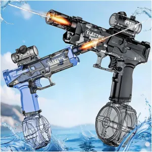 Electric Water Guns with Muzzle Flash for Adults & Kids, Automatic Water Gun with 28-32 FT Long Range, 500CC Capacity Powered Water Gun, Summer Outdoor Pool Beach Toy for Backyard Games (2 Pack)