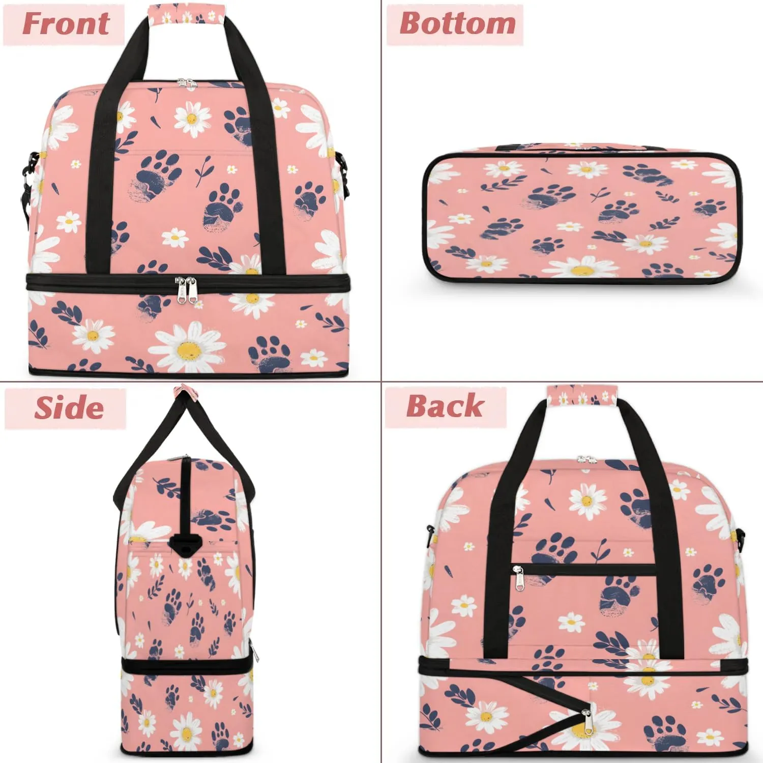 Elegant Flower Colorful Printing Travel Duffle Bag, Collapsible Travel Bag Sports Gym Bag With Shoes Compartment Weekender Bag Overnight Bag For Women Men