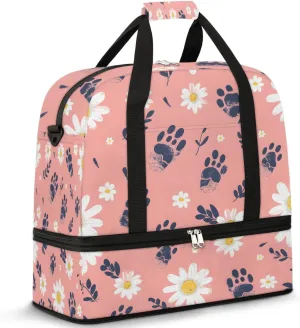 Elegant Flower Colorful Printing Travel Duffle Bag, Collapsible Travel Bag Sports Gym Bag With Shoes Compartment Weekender Bag Overnight Bag For Women Men