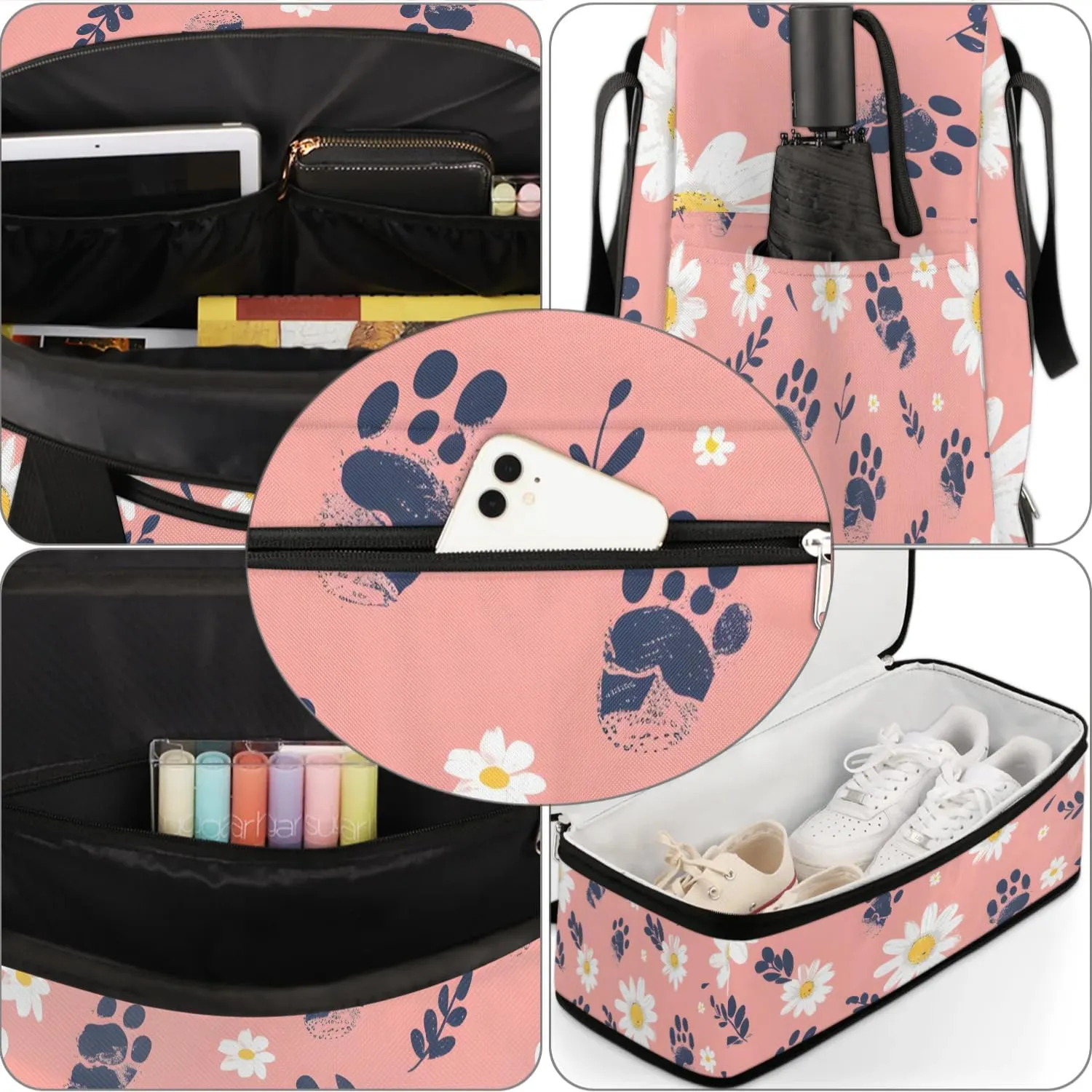 Elegant Flower Colorful Printing Travel Duffle Bag, Collapsible Travel Bag Sports Gym Bag With Shoes Compartment Weekender Bag Overnight Bag For Women Men