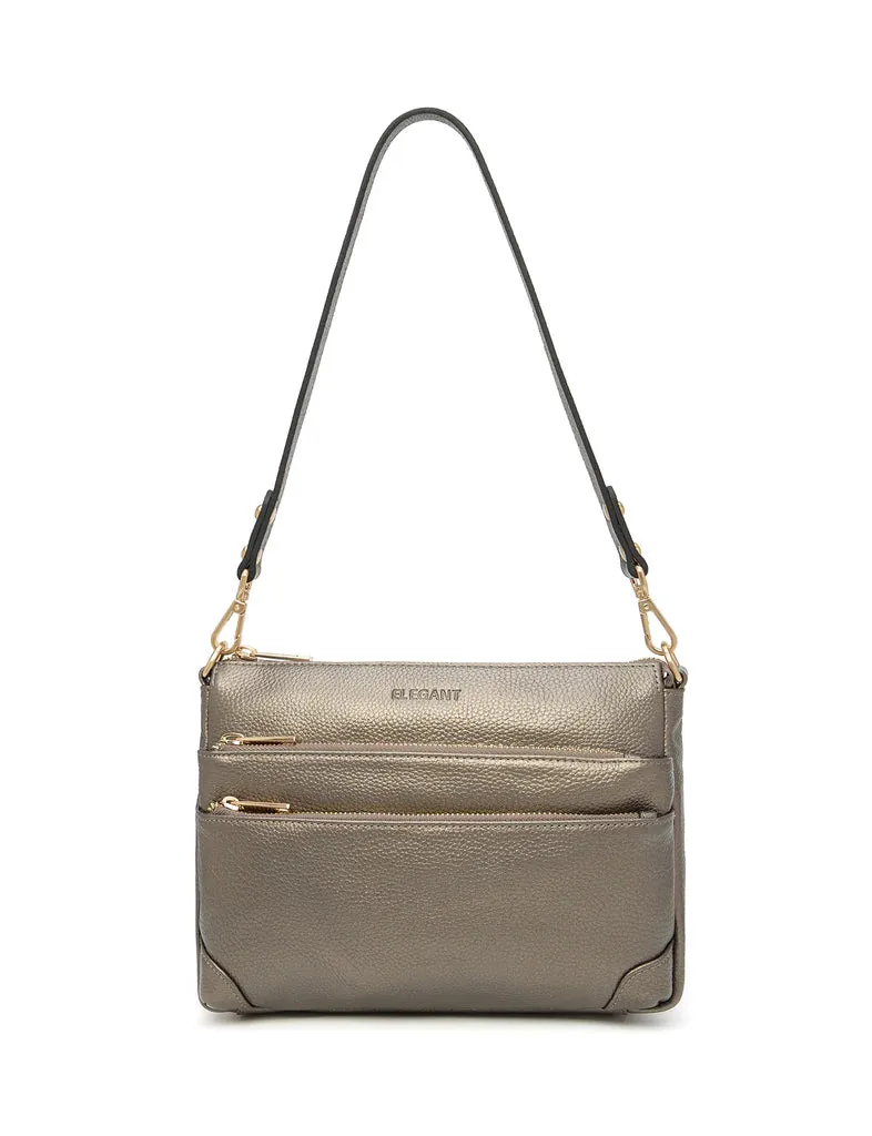 Elegant Handbag Faith Leather Crossbody - Pewter