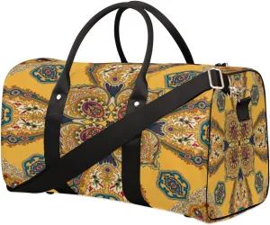 Elegant Palace Embroidery Travel Duffle Bag Waterproof Foldable Weekender Bags for Women and Men Durable Carry on Overnight Bag with Shoulder Strap Lightweight Sports Gym Tote Bag