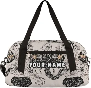 Elephant Ethnic Flower Personalized Kids Duffel Bag for Girls Boys, Elephant Debris Custom Dance Bag Overnight Small Duffel Bag Carry On Weekend Sports Travel Bag for School Practice Gymnastics Ballet