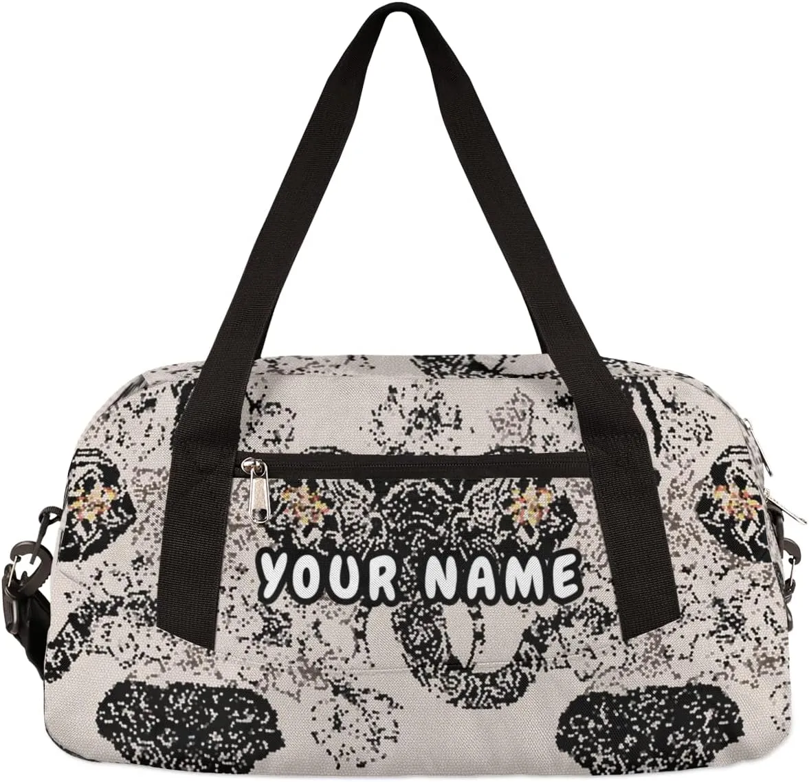Elephant Ethnic Flower Personalized Kids Duffel Bag for Girls Boys, Elephant Debris Custom Dance Bag Overnight Small Duffel Bag Carry On Weekend Sports Travel Bag for School Practice Gymnastics Ballet