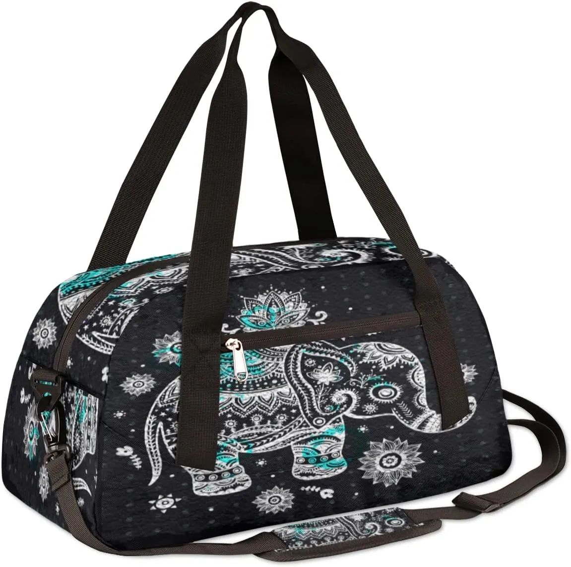 Elephant Mandala Kids Duffel Bag for Girls Boys Teens, Elephant Oil Painting Dance Bag Overnight Small Duffel Bag Carry On Weekend Sports Gym Travel Bag for School Practice Gymnastics Ballet