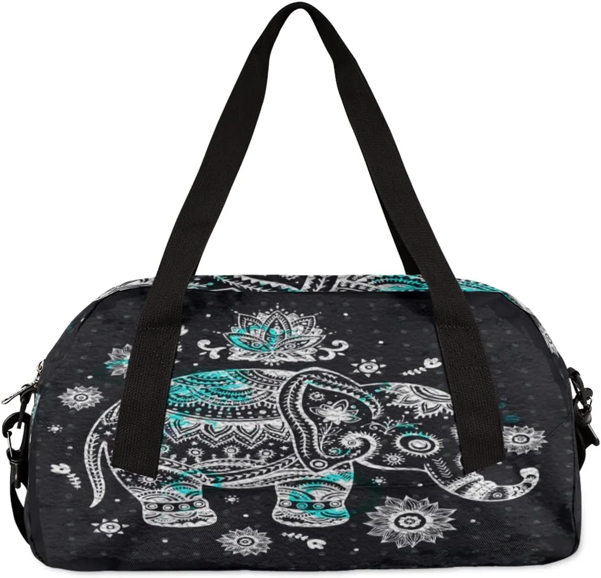 Elephant Mandala Kids Duffel Bag for Girls Boys Teens, Elephant Oil Painting Dance Bag Overnight Small Duffel Bag Carry On Weekend Sports Gym Travel Bag for School Practice Gymnastics Ballet