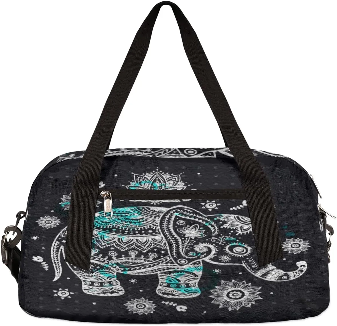 Elephant Mandala Kids Duffel Bag for Girls Boys Teens, Elephant Oil Painting Dance Bag Overnight Small Duffel Bag Carry On Weekend Sports Gym Travel Bag for School Practice Gymnastics Ballet
