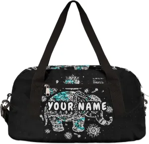 Elephant Mandala Personalized Kids Duffel Bag for Girls Boys, Elephant Debris Custom Dance Bag Overnight Small Duffel Bag Carry On Weekend Sports Travel Bag for School Practice Gymnastics Ballet
