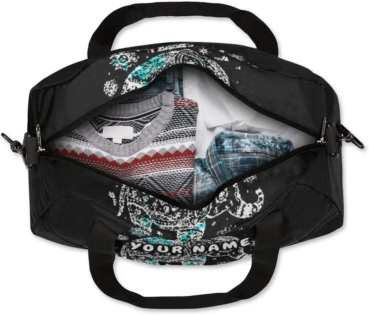 Elephant Mandala Personalized Kids Duffel Bag for Girls Boys, Elephant Debris Custom Dance Bag Overnight Small Duffel Bag Carry On Weekend Sports Travel Bag for School Practice Gymnastics Ballet