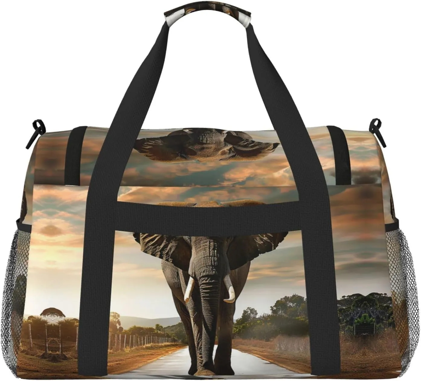 Elephant Walking Duffle Bag Foldable Travel Tote Bag Carry On Large Weekender Overnight Bags Waterproof Gym Bag For Women Men