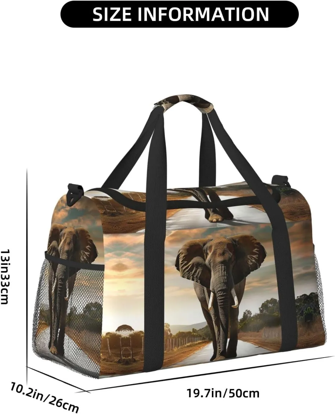 Elephant Walking Duffle Bag Foldable Travel Tote Bag Carry On Large Weekender Overnight Bags Waterproof Gym Bag For Women Men