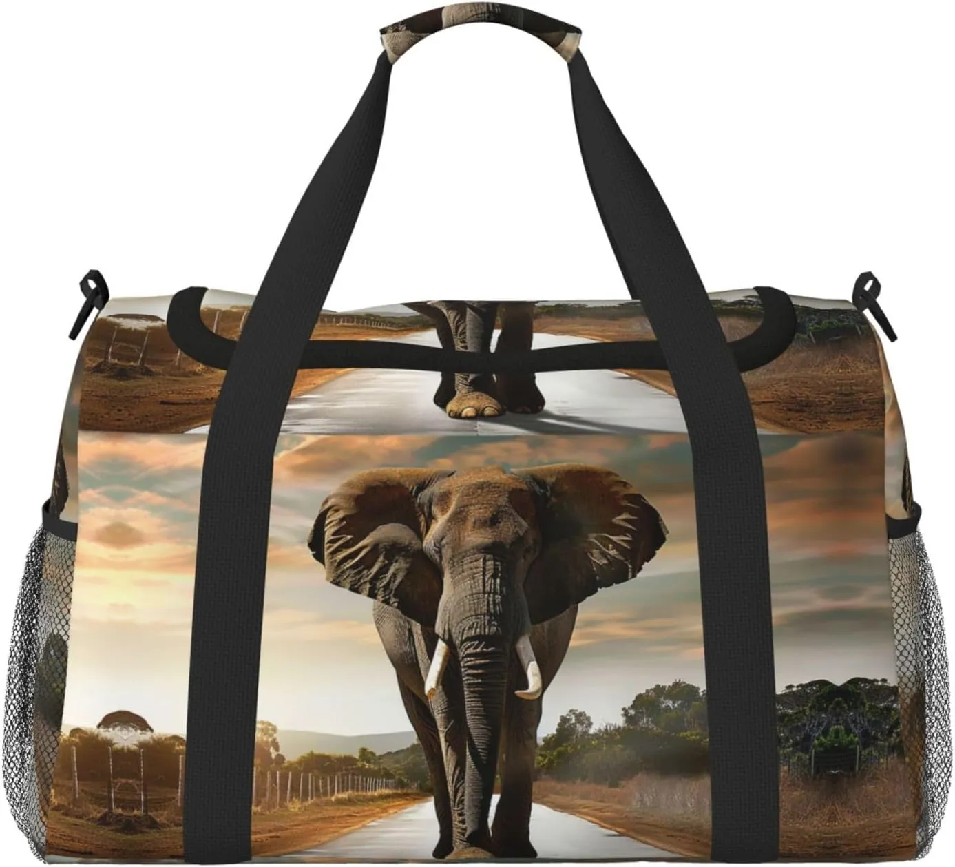 Elephant Walking Duffle Bag Foldable Travel Tote Bag Carry On Large Weekender Overnight Bags Waterproof Gym Bag For Women Men