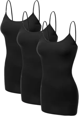 Emmalise Women's Basic Casual Long Camisole Adjustable Strap Cami Layering Top