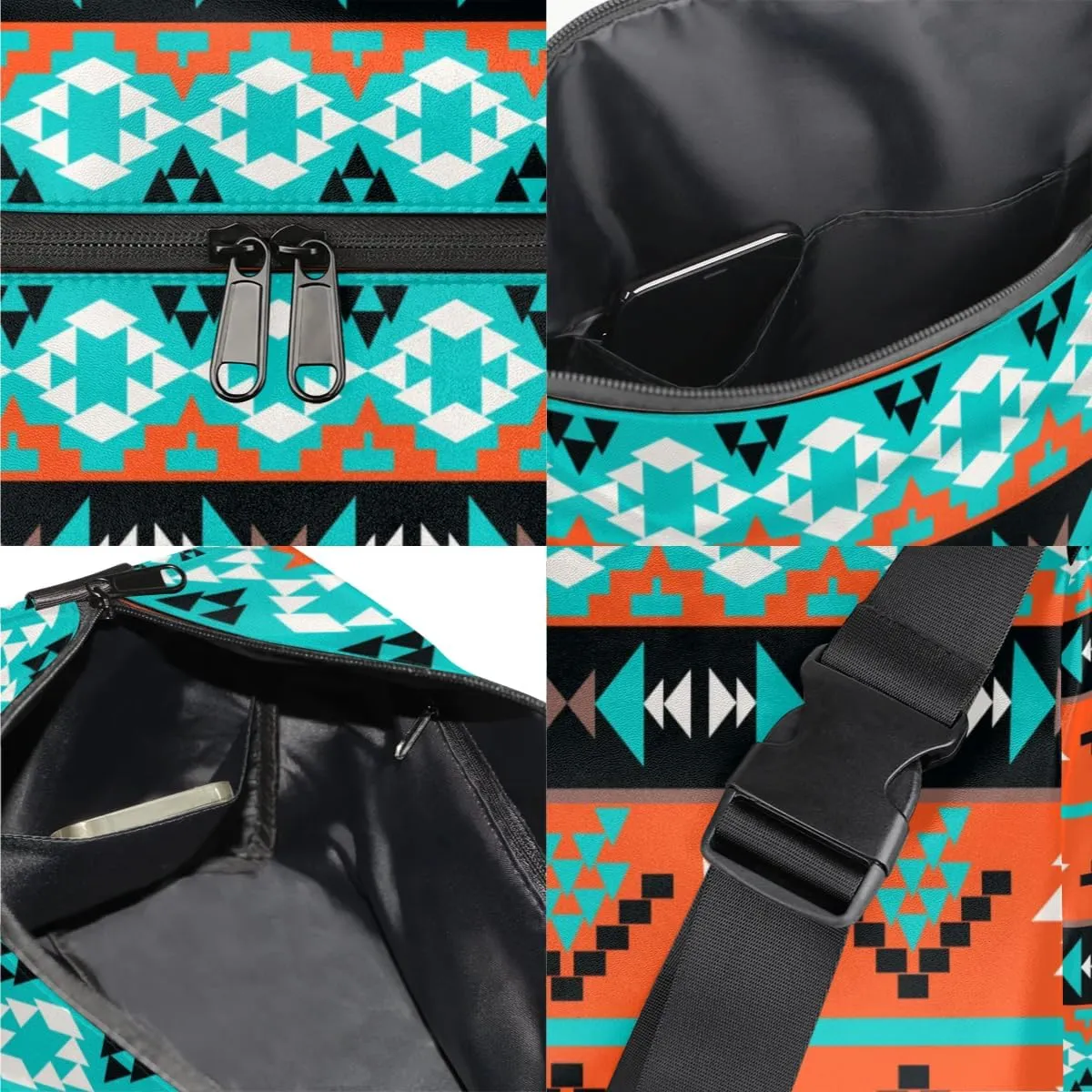 Ethnic Aztec Geometric Small Gym Bag for Men Women Workout Sport Duffle Bag Waterproof Weekender Overnight Bag Lightweight Carry on Tote Bag Crossbody Shoulder Travel Bag for Swim Yoge Dance
