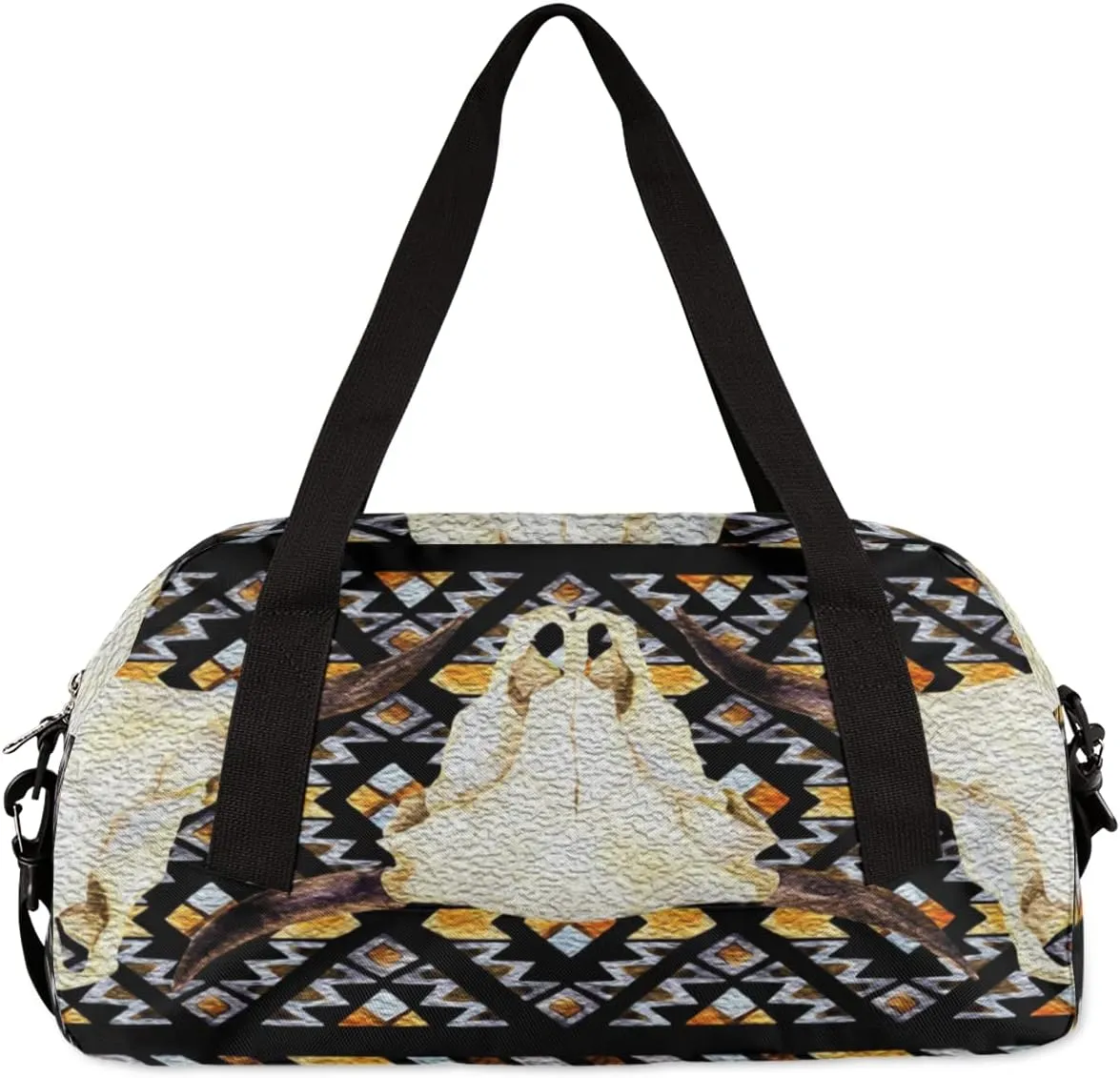 Ethnic Buffalo Skull Kids Duffel Bag for Girls Boys Teens, Ethnic Oil Painting Dance Bag Overnight Small Duffel Bag Carry On Weekend Sports Gym Travel Bag for School Practice Gymnastics Ballet