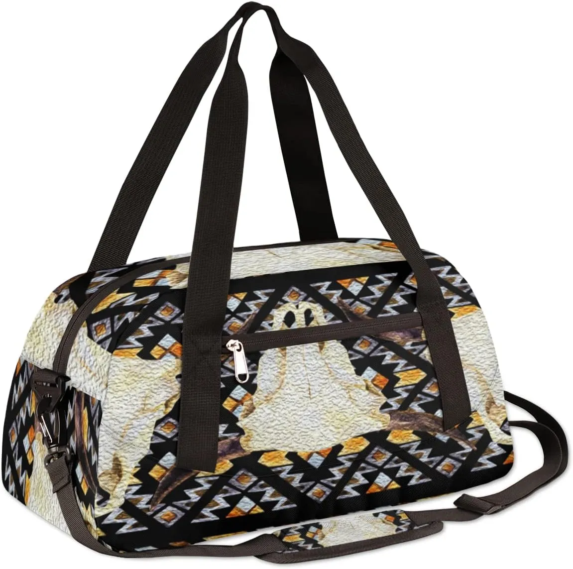 Ethnic Buffalo Skull Kids Duffel Bag for Girls Boys Teens, Ethnic Oil Painting Dance Bag Overnight Small Duffel Bag Carry On Weekend Sports Gym Travel Bag for School Practice Gymnastics Ballet