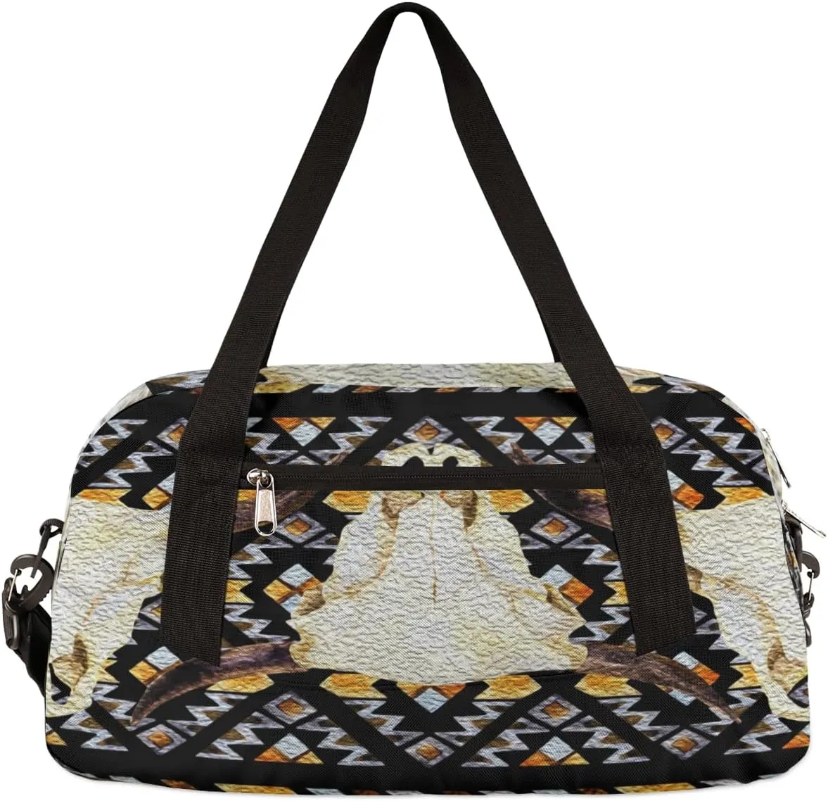 Ethnic Buffalo Skull Kids Duffel Bag for Girls Boys Teens, Ethnic Oil Painting Dance Bag Overnight Small Duffel Bag Carry On Weekend Sports Gym Travel Bag for School Practice Gymnastics Ballet