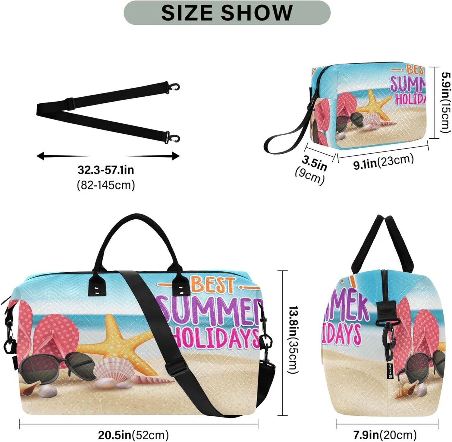 Exnundod Women Weekender Bags Sandy Starfish Shell Travel Duffel Bags Carry On Overnight Bag Best Summer Holidays Large Hospital Tote Luggage
