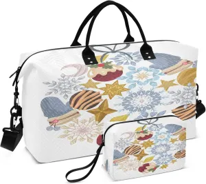 Exnundod Women Weekender Bags Winter Snowflake Gloves Travel Duffel Bags Carry On Overnight Bag Cute Large Hospital Tote Luggage
