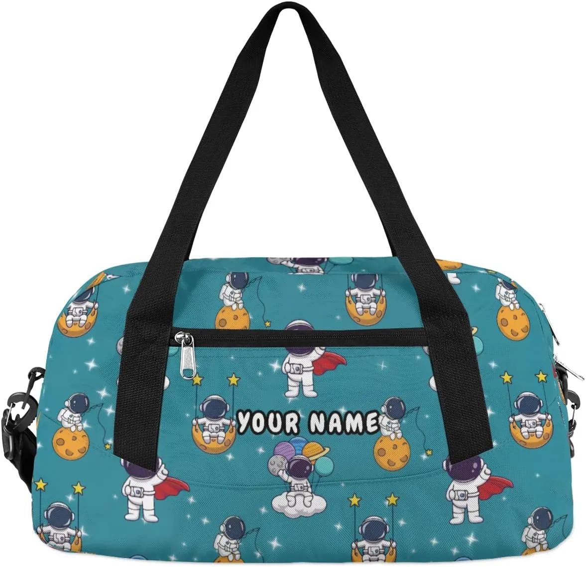 Expoloration Astronaut Personalized Kids Duffel Bag for Girls Boys, Space Stars Custom Dance Bag Overnight Small Duffel Bag Carry On Weekend Sports Travel Bag for School Practice Gymnastics Ballet