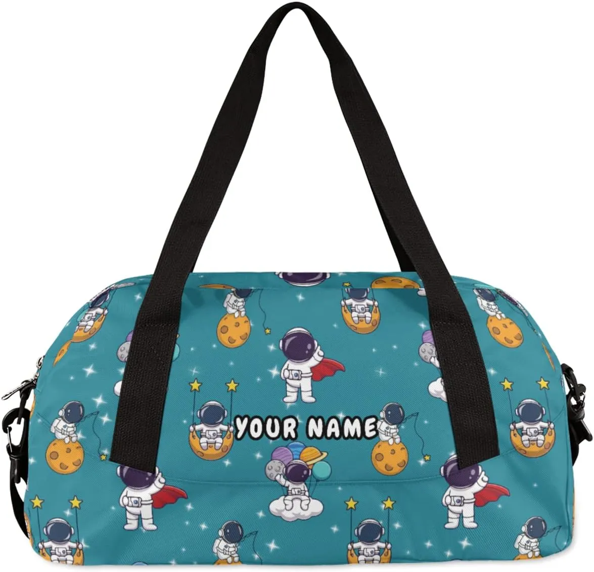Expoloration Astronaut Personalized Kids Duffel Bag for Girls Boys, Space Stars Custom Dance Bag Overnight Small Duffel Bag Carry On Weekend Sports Travel Bag for School Practice Gymnastics Ballet