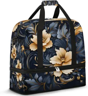 Exquisite Flora Pattern Vivid Travel Duffle Bag, Collapsible Travel Bag Sports Gym Bag With Shoes Compartment Weekender Bag Overnight Bag For Women Men