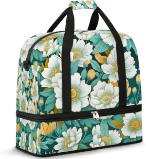 Exquisite Flora Patterns Vivid Travel Duffle Bag, Collapsible Travel Bag Sports Gym Bag With Shoes Compartment Weekender Bag Overnight Bag For Women Men