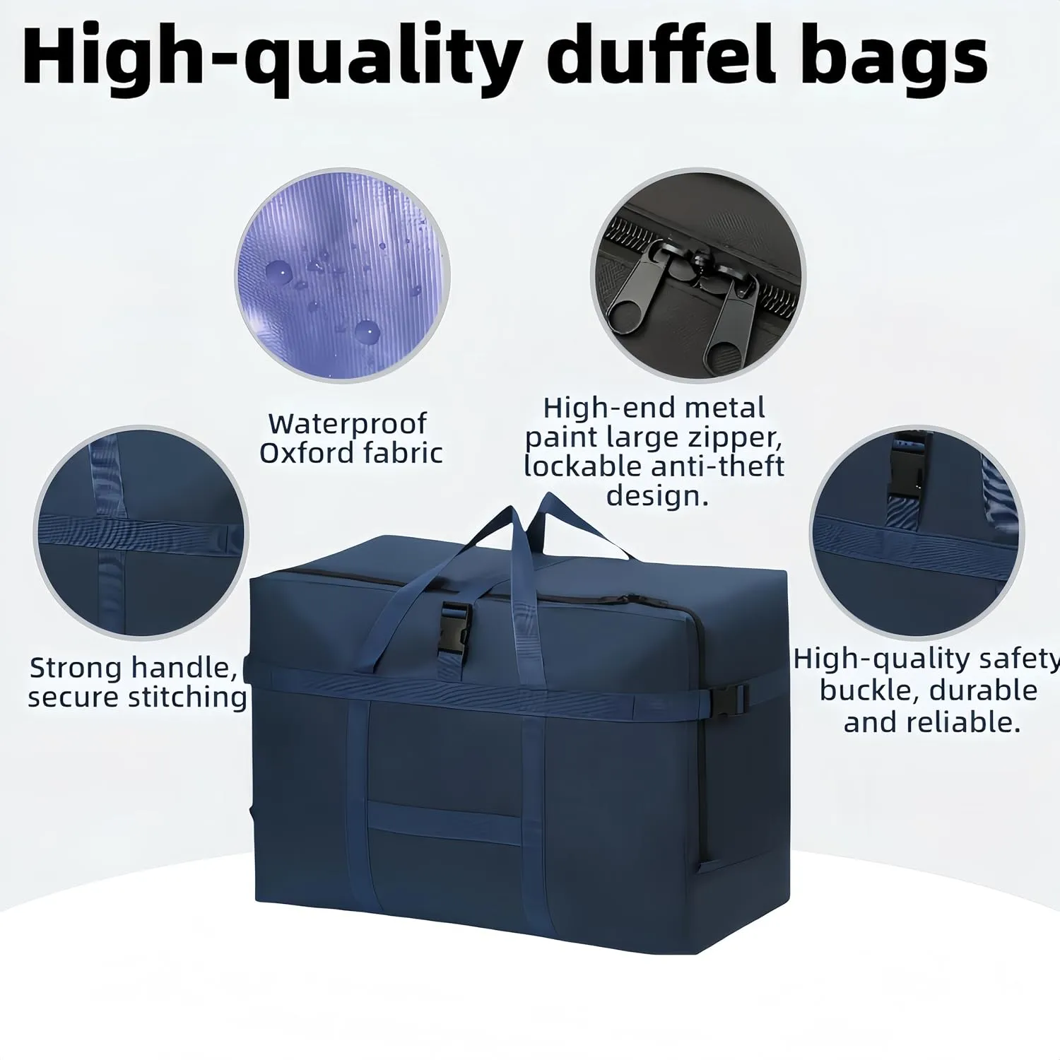 Extra Large Storage Duffle Bag for Travel, Waterproof Carry on Weekend Overnight Storage Bag over Luggage for Airline, Travel, for Men And Women Camping,Moving,Hospital (120L-Dark Blue)