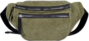 eYLun Women Fanny Pack Crossbody Bag Casual Corduroy Waist Bag Adjustable Chest Bag Waist Pack for Travel Walking Running Hiking Cycling Green