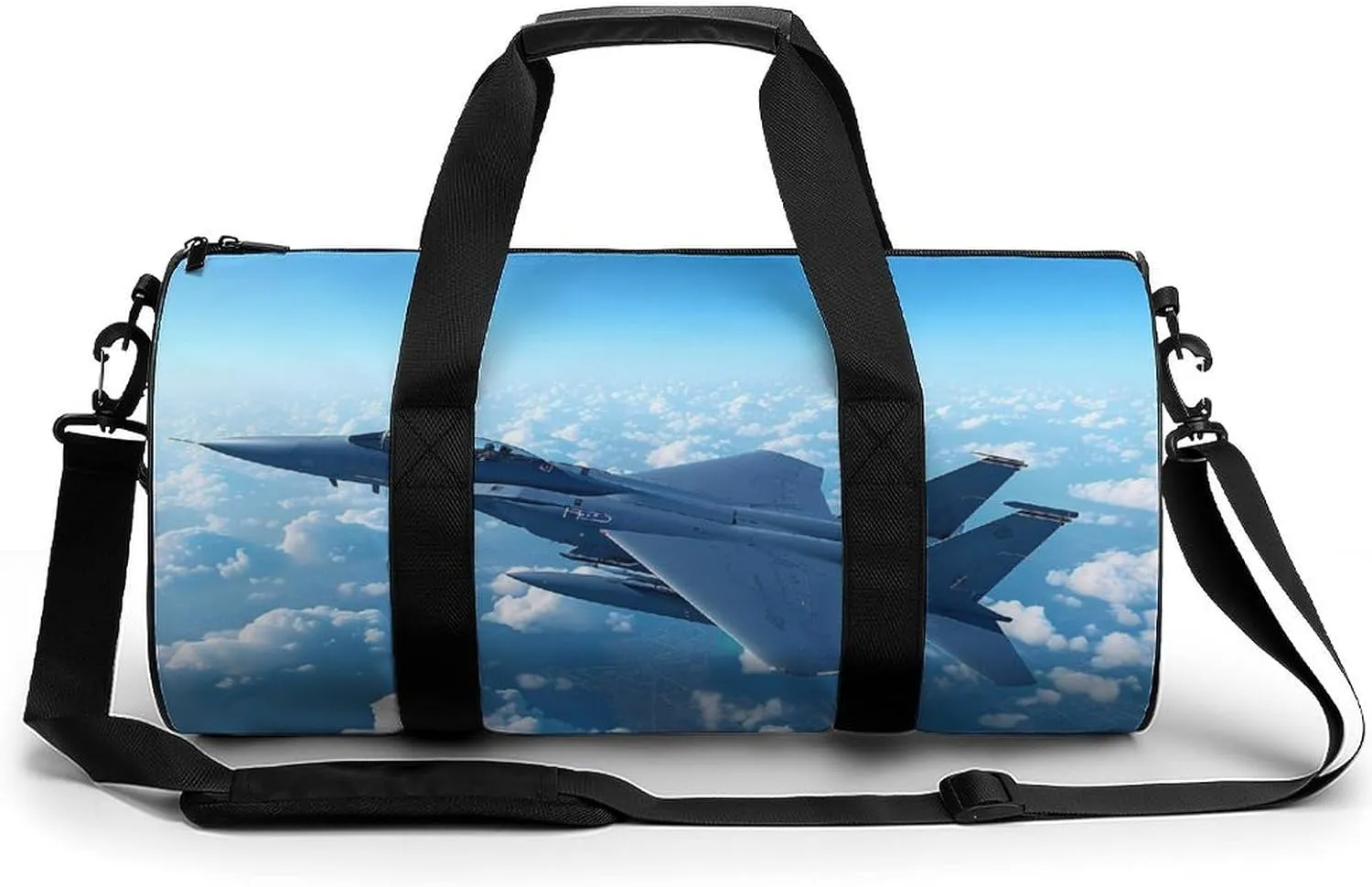 F-15 Eagle Jet Plane Gym Bag Cylindrical Sports Bag Travel Duffel Bag with Shoulder Strap