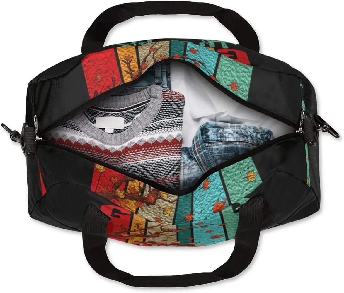 Fall Thanksgiving Day Kids Duffel Bag for Girls Boys Teens, Turkey Oil Painting Dance Bag Overnight Small Duffel Bag Carry On Weekend Sports Gym Travel Bag for School Practice Gymnastics Ballet