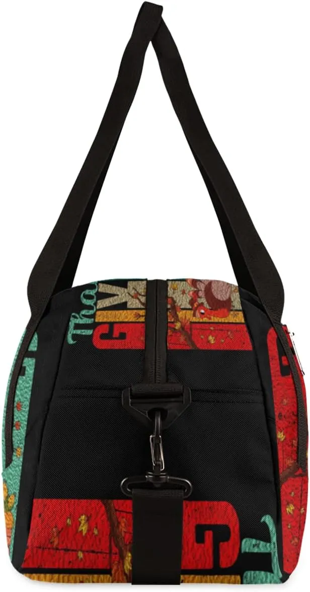Fall Thanksgiving Day Kids Duffel Bag for Girls Boys Teens, Turkey Oil Painting Dance Bag Overnight Small Duffel Bag Carry On Weekend Sports Gym Travel Bag for School Practice Gymnastics Ballet