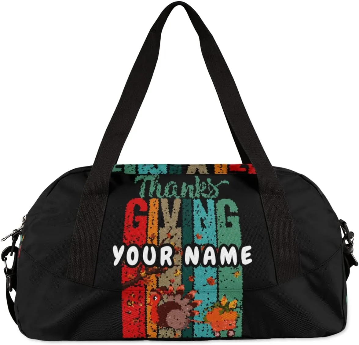 Fall Thanksgiving Day Personalized Kids Duffel Bag for Girls Boys, thanksgiving Custom Dance Bag Overnight Small Duffel Bag Carry On Weekend Sports Travel Bag for School Practice Gymnastics Ballet