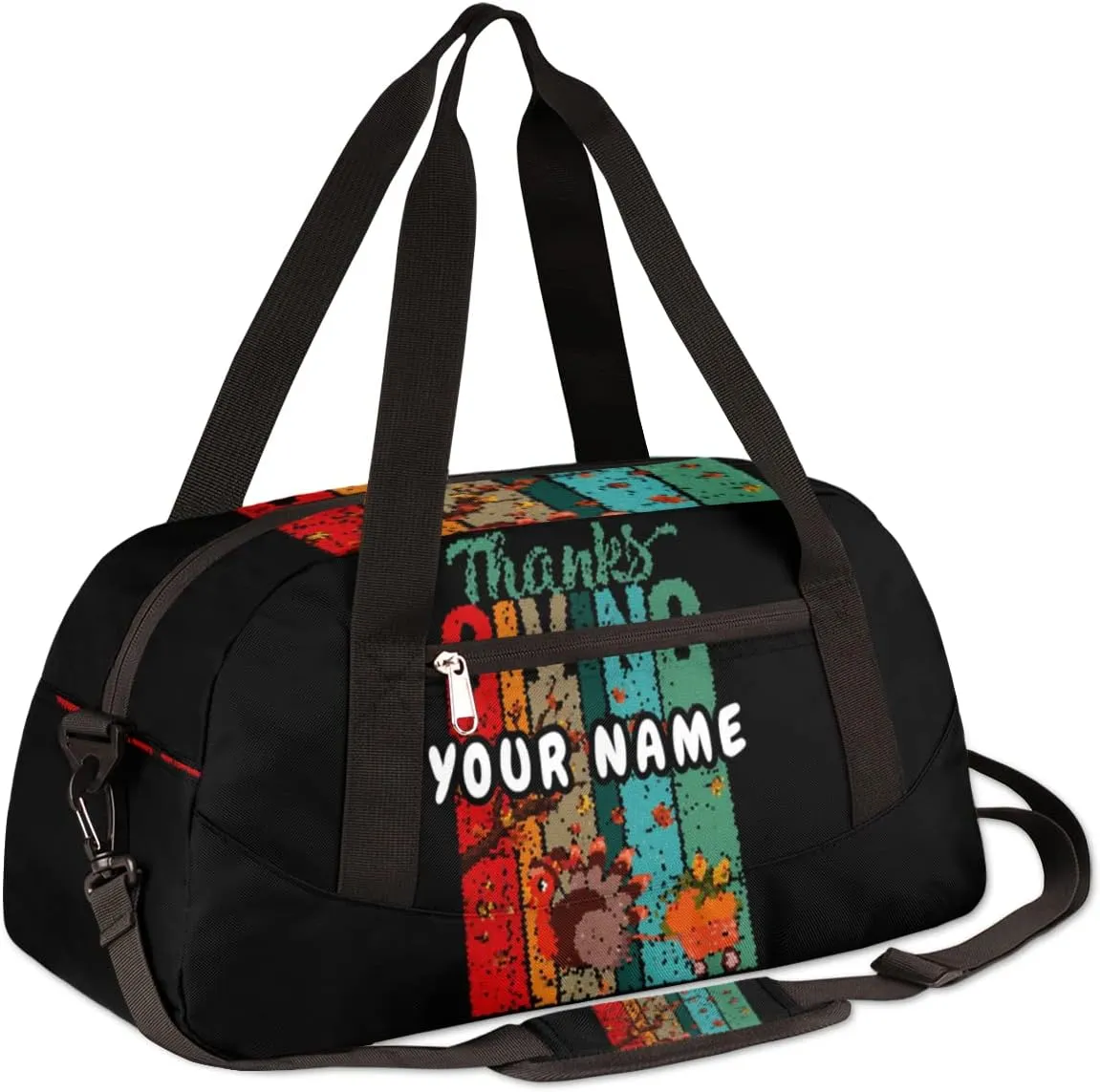 Fall Thanksgiving Day Personalized Kids Duffel Bag for Girls Boys, thanksgiving Custom Dance Bag Overnight Small Duffel Bag Carry On Weekend Sports Travel Bag for School Practice Gymnastics Ballet