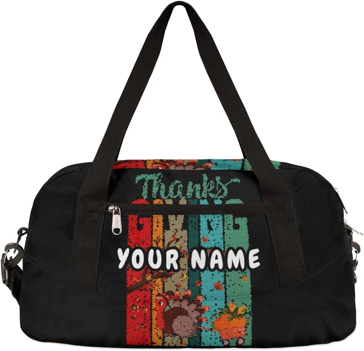 Fall Thanksgiving Day Personalized Kids Duffel Bag for Girls Boys, thanksgiving Custom Dance Bag Overnight Small Duffel Bag Carry On Weekend Sports Travel Bag for School Practice Gymnastics Ballet