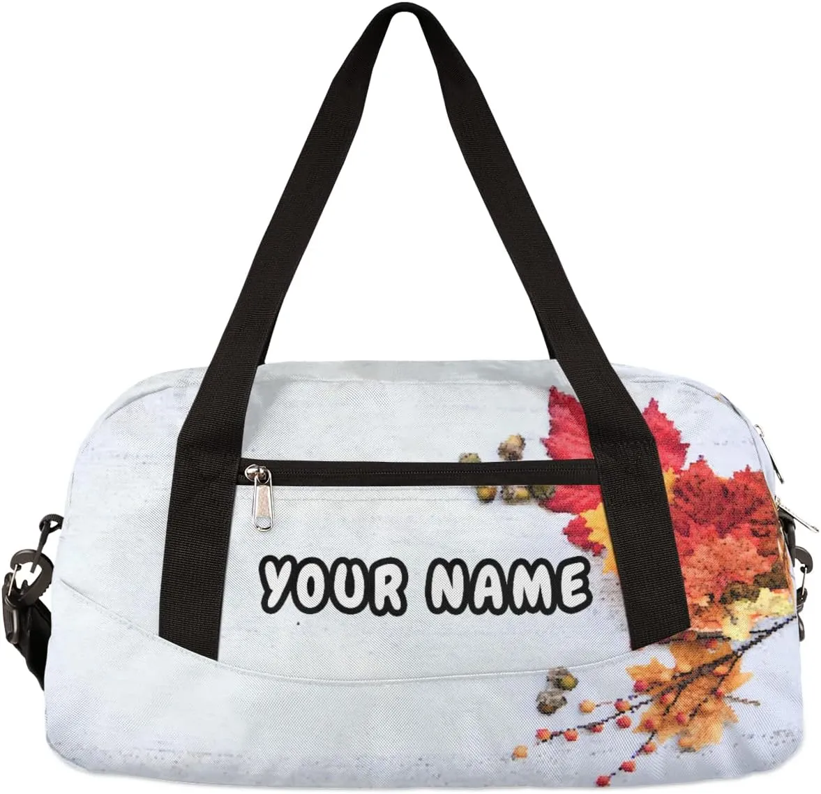 Fall Thanksgiving Personalized Kids Duffel Bag for Girls Boys, Thanksgiving Debris Custom Dance Bag Overnight Small Duffel Bag Carry On Weekend Sports Travel Bag for School Practice Gymnastics Ballet