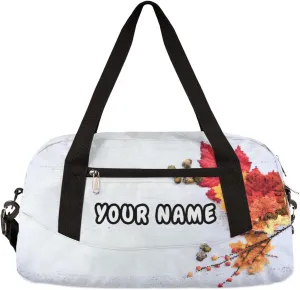 Fall Thanksgiving Personalized Kids Duffel Bag for Girls Boys, Thanksgiving Debris Custom Dance Bag Overnight Small Duffel Bag Carry On Weekend Sports Travel Bag for School Practice Gymnastics Ballet