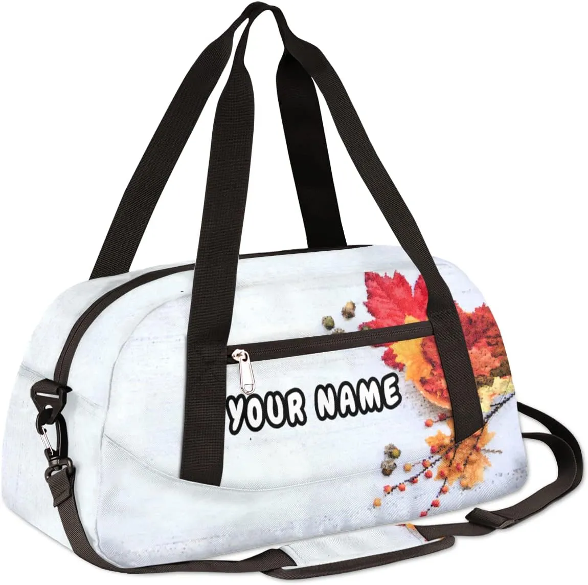 Fall Thanksgiving Personalized Kids Duffel Bag for Girls Boys, Thanksgiving Debris Custom Dance Bag Overnight Small Duffel Bag Carry On Weekend Sports Travel Bag for School Practice Gymnastics Ballet