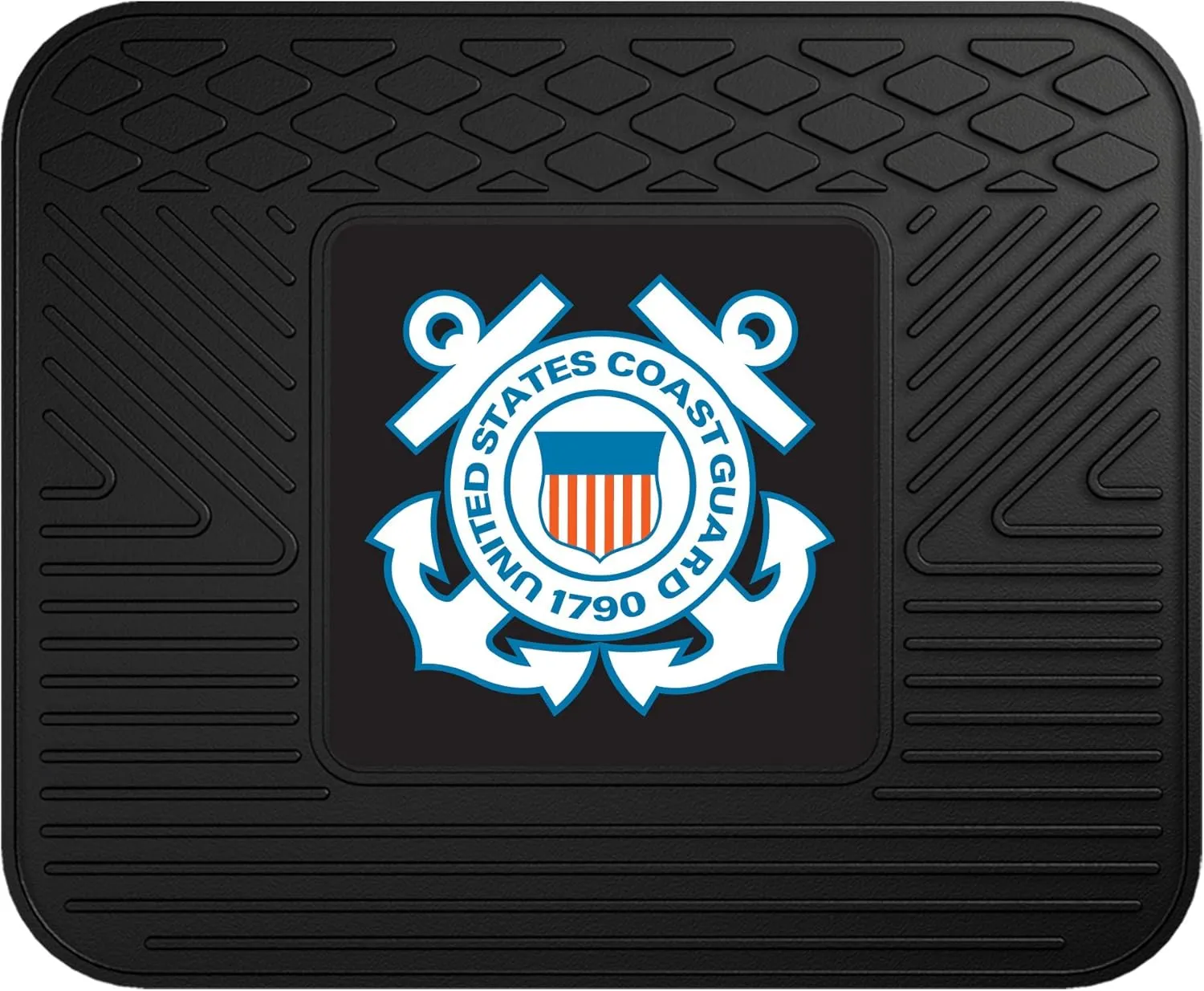 FANMATS 11048 U.S. Coast Guard Back Row Utility Car Mat - 1 Piece - 14in. x 17in., All Weather Protection, Universal Fit