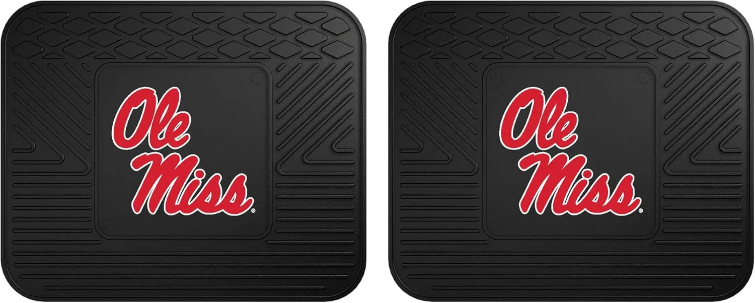 FANMATS 12425 NCAA Ole Miss Rebels Back Row Utility Car Mats - 2 Piece Set, 14in. x 17in., All Weather Protection, Universal Fit, Deep Resevoir Design, Molded Team Logo