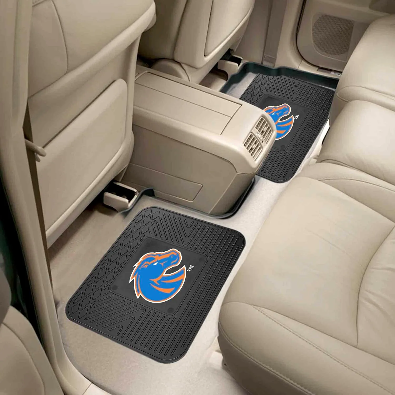 FANMATS 12431 NCAA Boise State Broncos Back Row Utility Car Mats - 2 Piece Set, 14in. x 17in., All Weather Protection, Universal Fit, Deep Resevoir Design, Molded Team Logo
