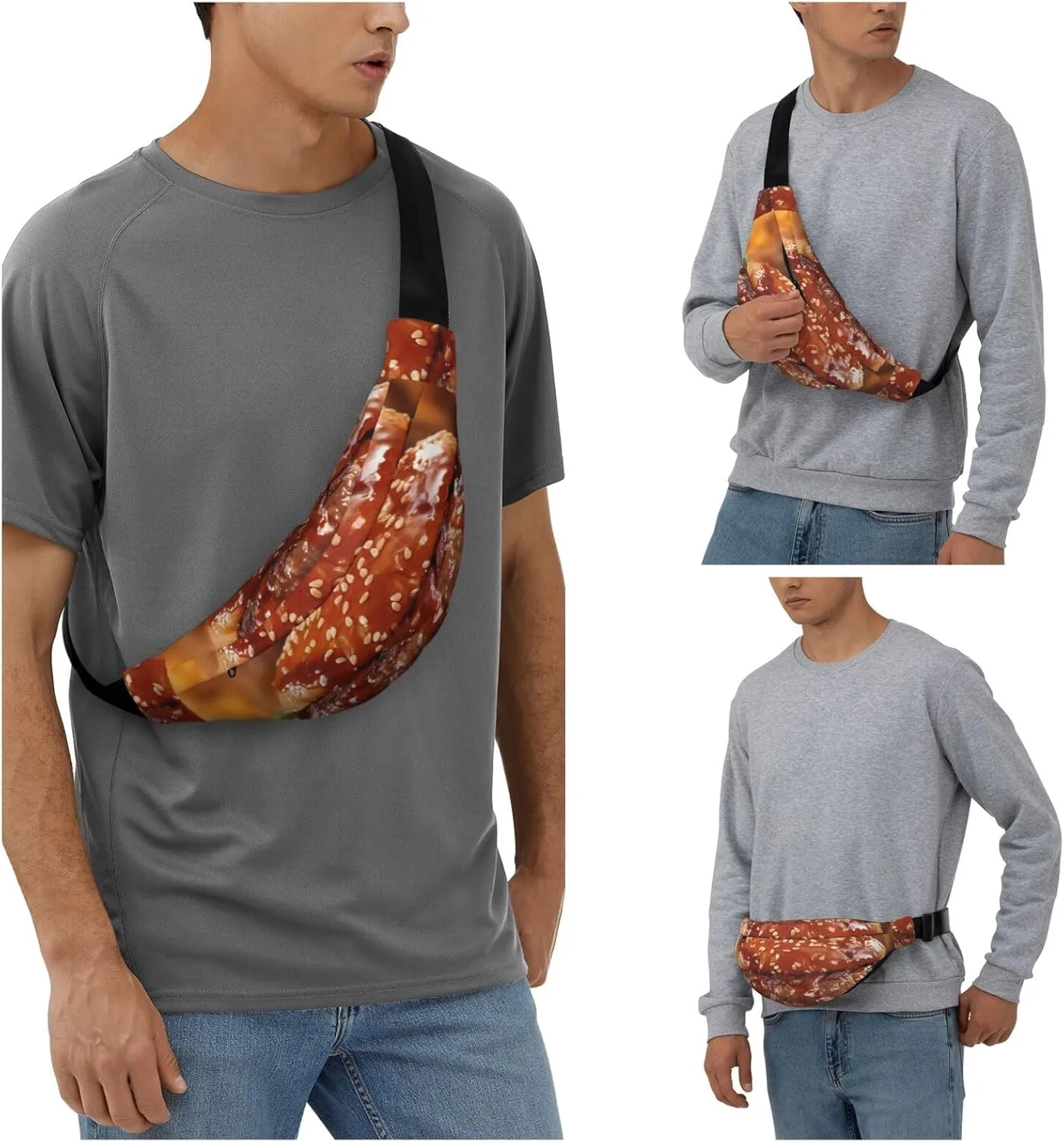 Fanny Pack for Men Women Waist Bag Adjustable Waist Pack Crossbody Belt Bag Hamburger Steak Fast Food Bum Bag