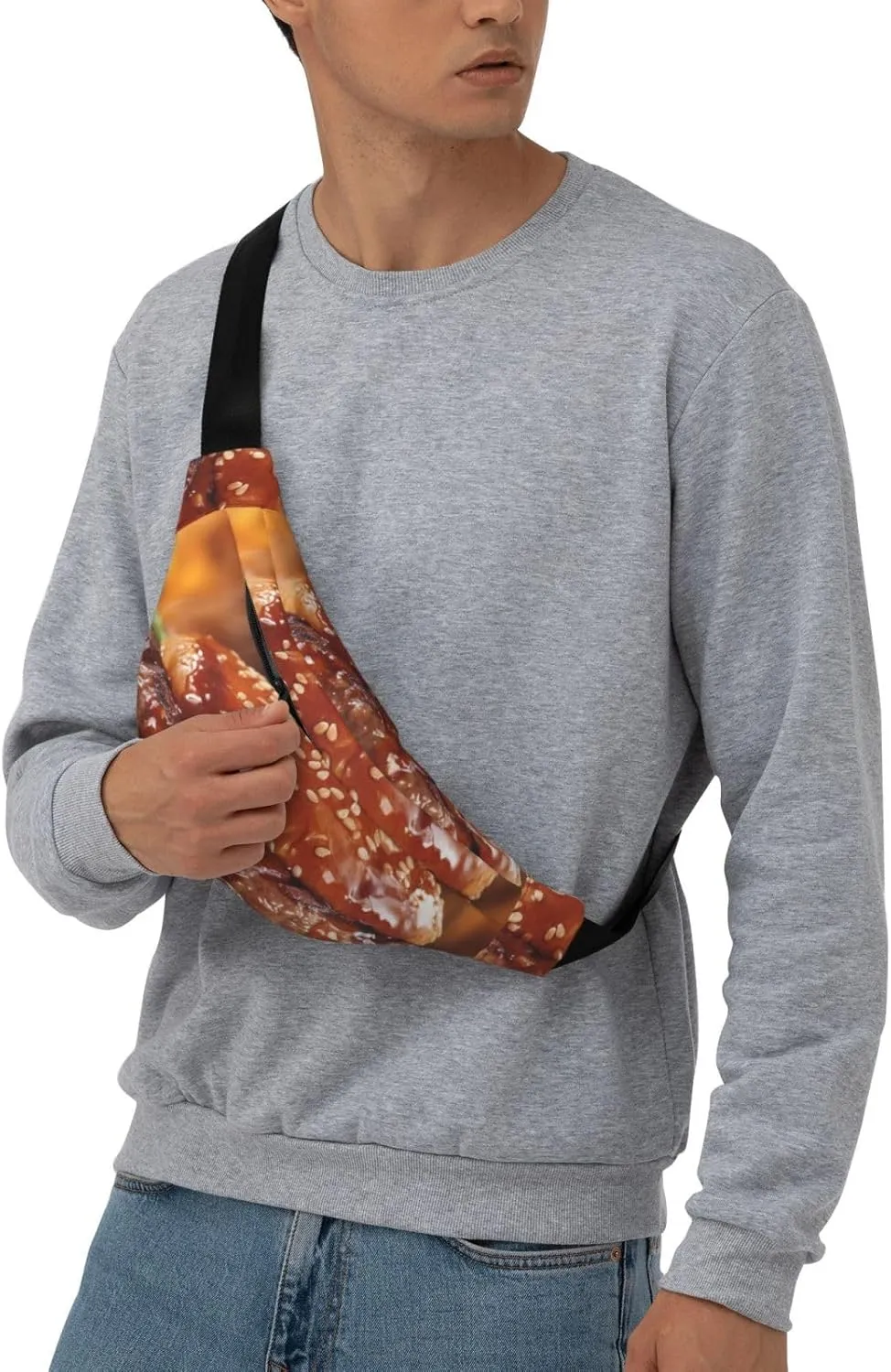 Fanny Pack for Men Women Waist Bag Adjustable Waist Pack Crossbody Belt Bag Hamburger Steak Fast Food Bum Bag