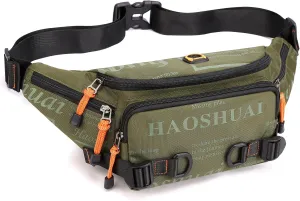 Fanny Pack for Men Women Waist Bag with Headphone Jack Utility Hip Belt Pouch Crossbody Bags Bumbag for Cycling Hiking Walking Fishing Army Green02