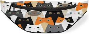 Fanny Pack for Women Men Cute Animal Cat Pattern Waist Pack Crossbody Bag with Adjustable Straps for Hiking Running Walking Travel Cycling