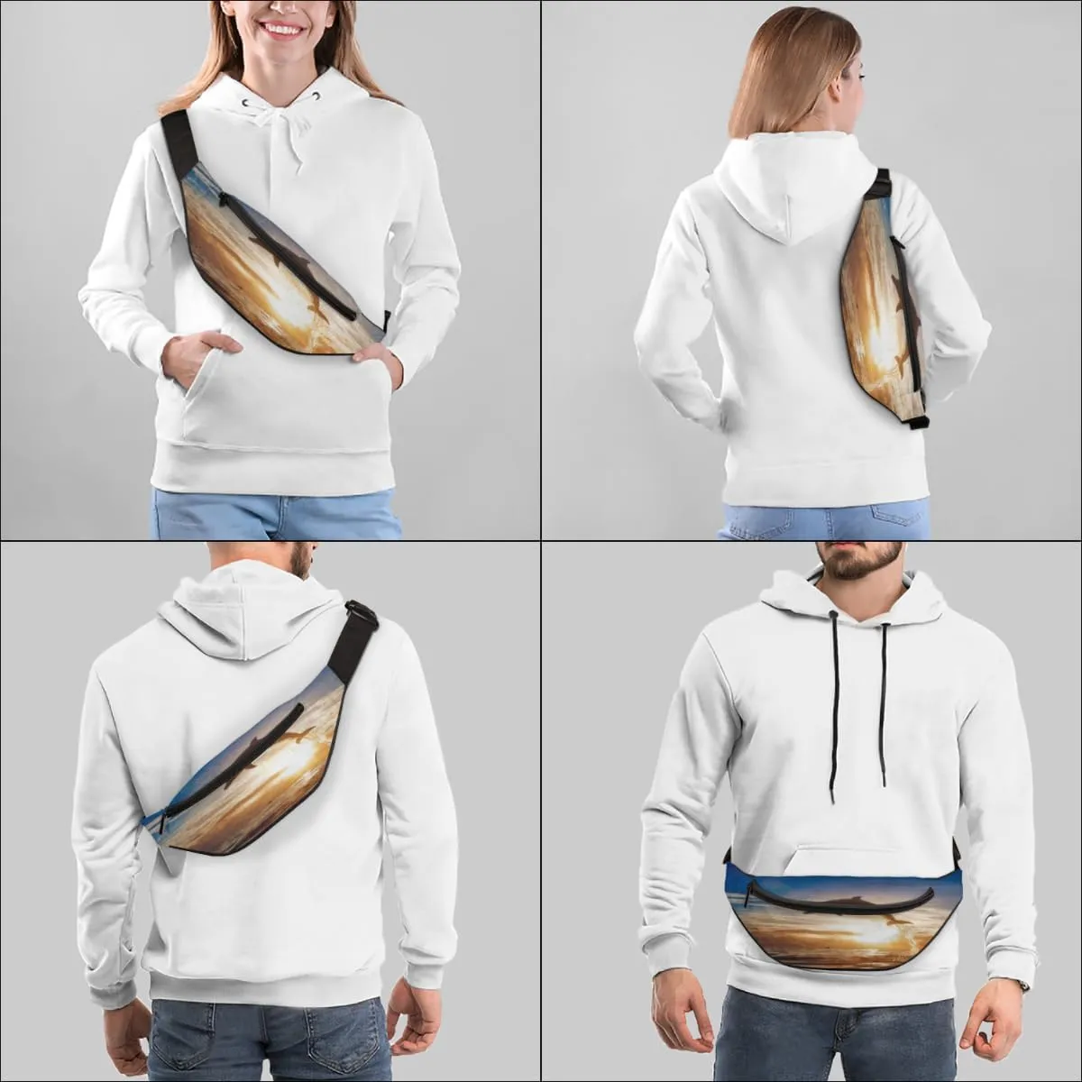 Fanny Pack for Women Men Dolphins Waist Pack Crossbody Bag with Adjustable Straps for Hiking Running Walking Travel Cycling