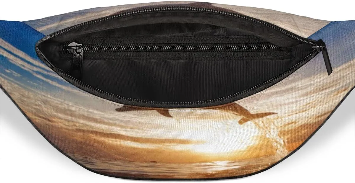 Fanny Pack for Women Men Dolphins Waist Pack Crossbody Bag with Adjustable Straps for Hiking Running Walking Travel Cycling